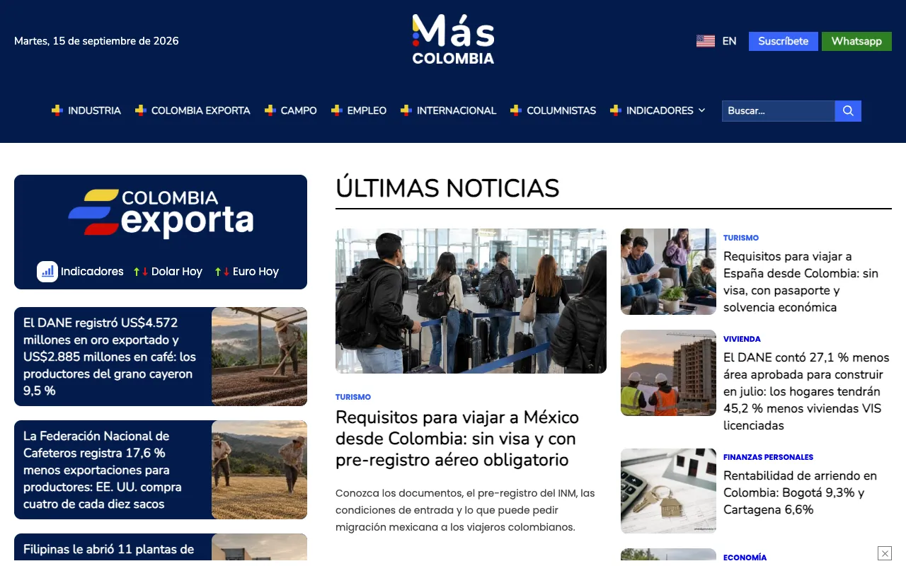 Portada actual de mascolombia.com